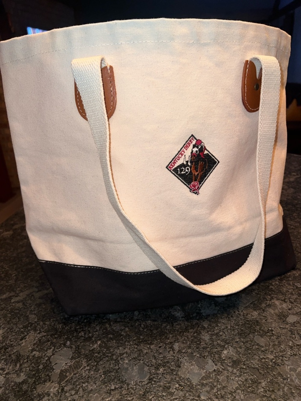 Kentucky Derby 129th Anniversary Large Canvas Shoulder Tote Bag